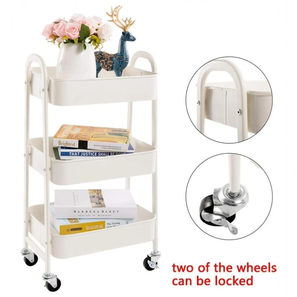 Carrello portascomparti con ruote carrello da cucina con ruote 3 ripiani carrello mobile organizer per camera da letto bagno ufficio,carrello multiuso