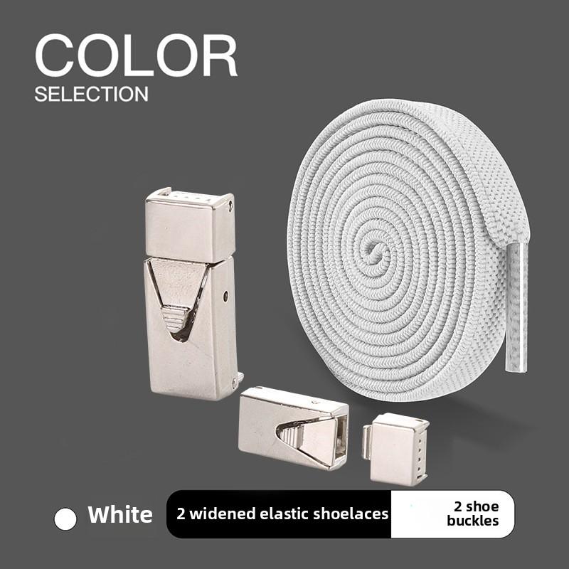 1pairs Wide Elastic Flat Straps with Metal Press Buckles - No Need To Tie Lazy Shoelaces, Lightweight Elastic Shoelaces Suitable for Sports Shoes