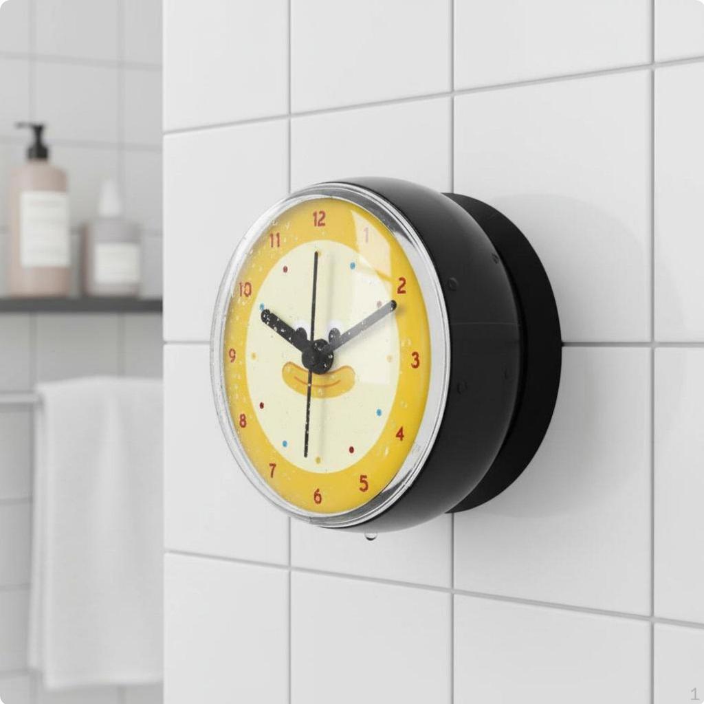 Cute Duck Clock Cartoon Design Waterproof Washroom FogResistant Home Decor for Kids, Bedroom