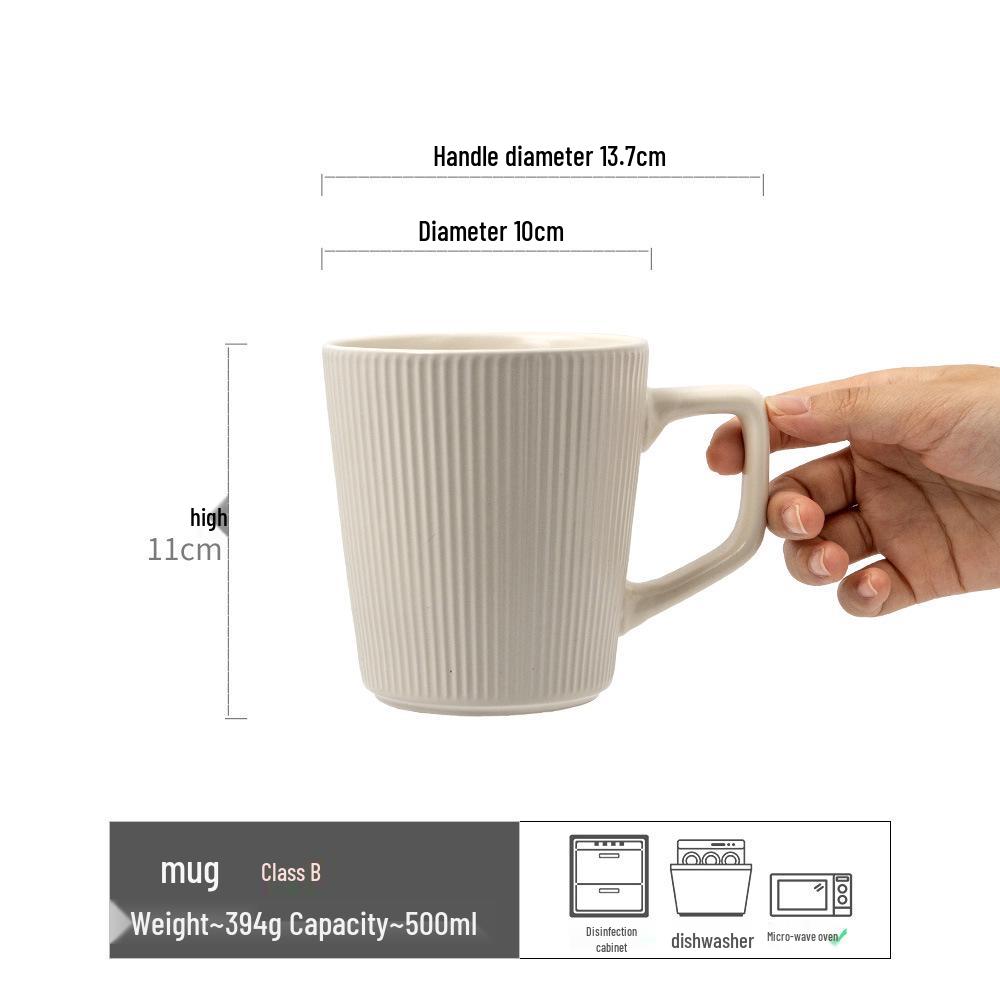 Embossed Matte Ceramic Mug - Large Capacity Coffee/Water Cup for Office or Couples