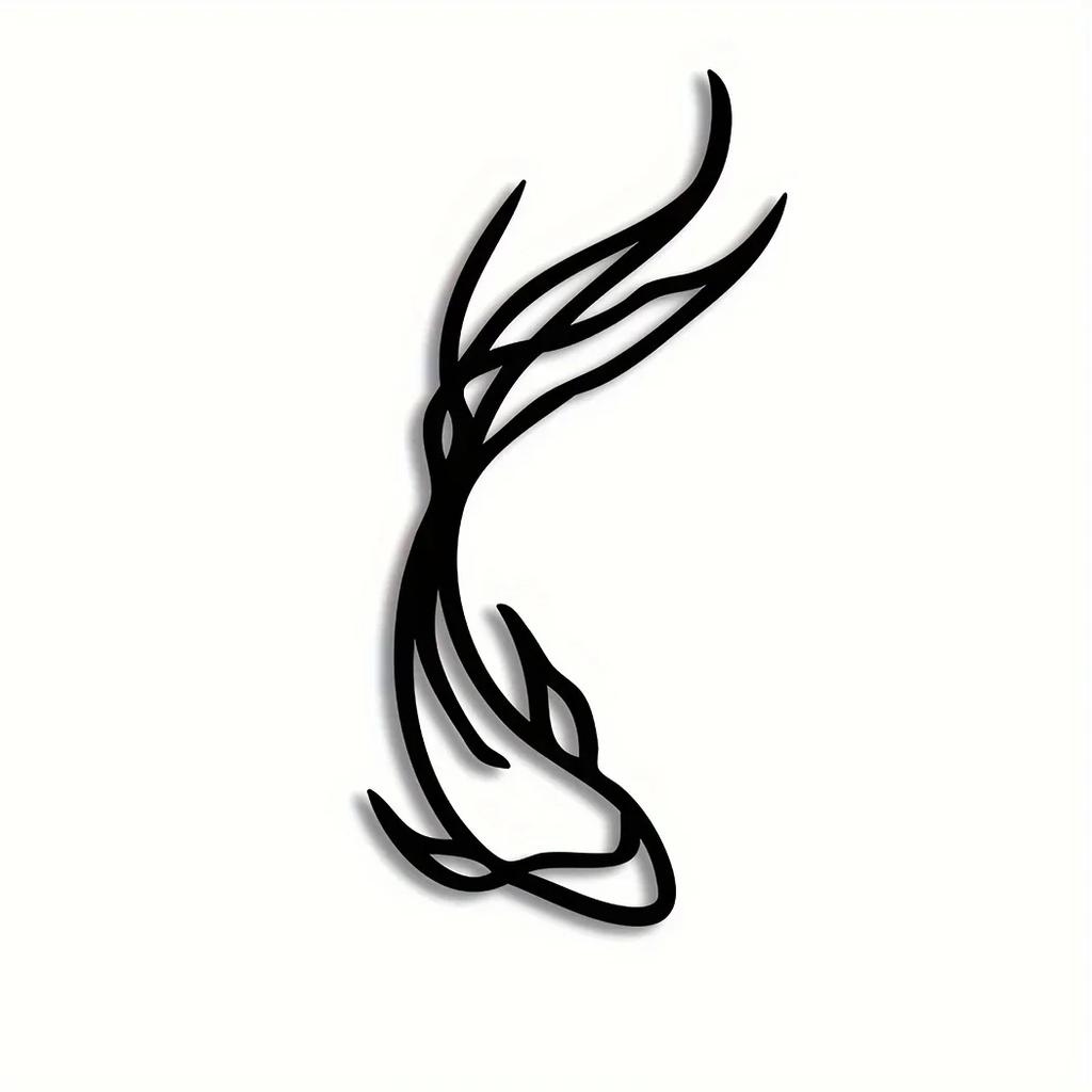 Escultura de Metal Peixe Feng Elegante 1 peça Obra-prima Minimalista de Arte de Linha Linda Decoração de Parede de Metal e Arte de Peixe Betta Abstrato