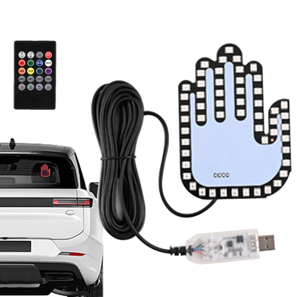 Hand Light For Car Funny LED Hand Sign With Remote Rear Window Sign Funny Finger Vehicle Accessories For Automotive Truck