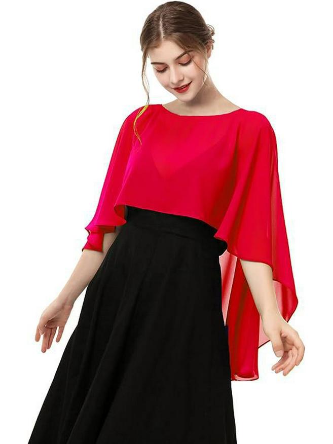 

Женская шифоновая шаль: Вечернее болеро, Свадебный кардиган или Аксессуар для защиты от солнца One Size