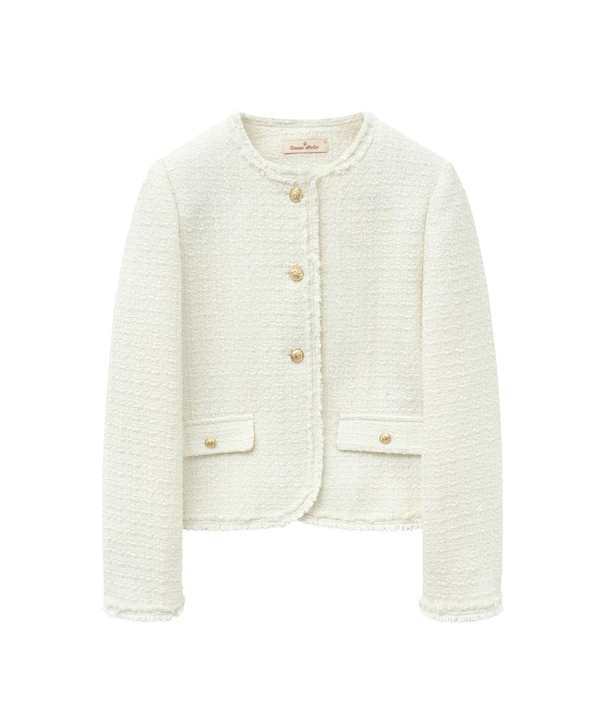 Vanone Atelier O3755 Veste en Tweed de Laine_Ivoire