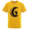 Men's High Quality 100% Cotton Moon Print Casual Summer Cool Short Sleeve Men Tshirt Loose t-shirt Male Tee Shirts Male Tee Tops