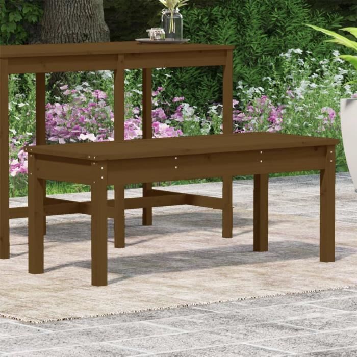 VidaXL Banc de jardin marron miel 109x44x45 cm bois de pin massif 824007