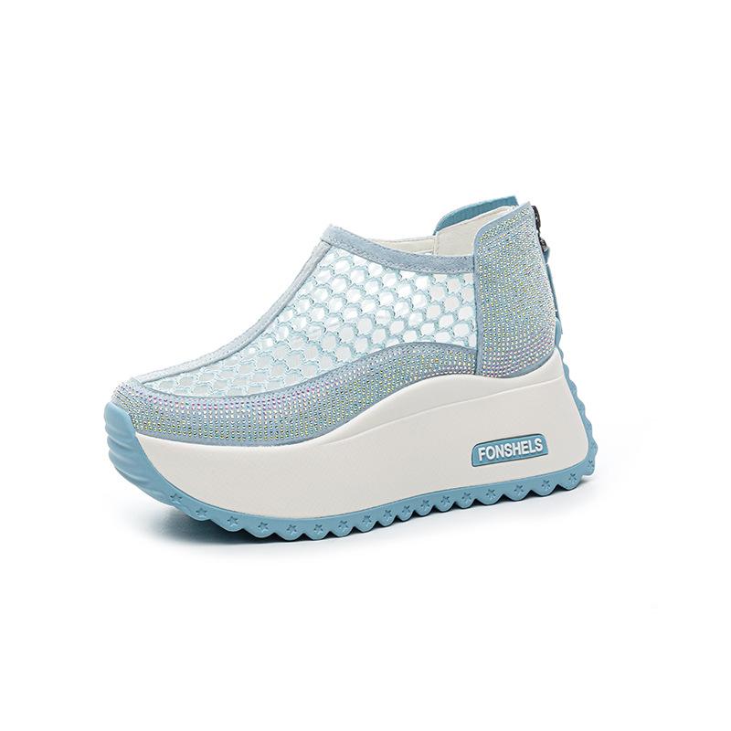Hollow Women's Sandals 2025 Xia Xin Round Head Special Mesh Breathable Casual Fashion Explosion Thick Sole Heightening Dad Shoes