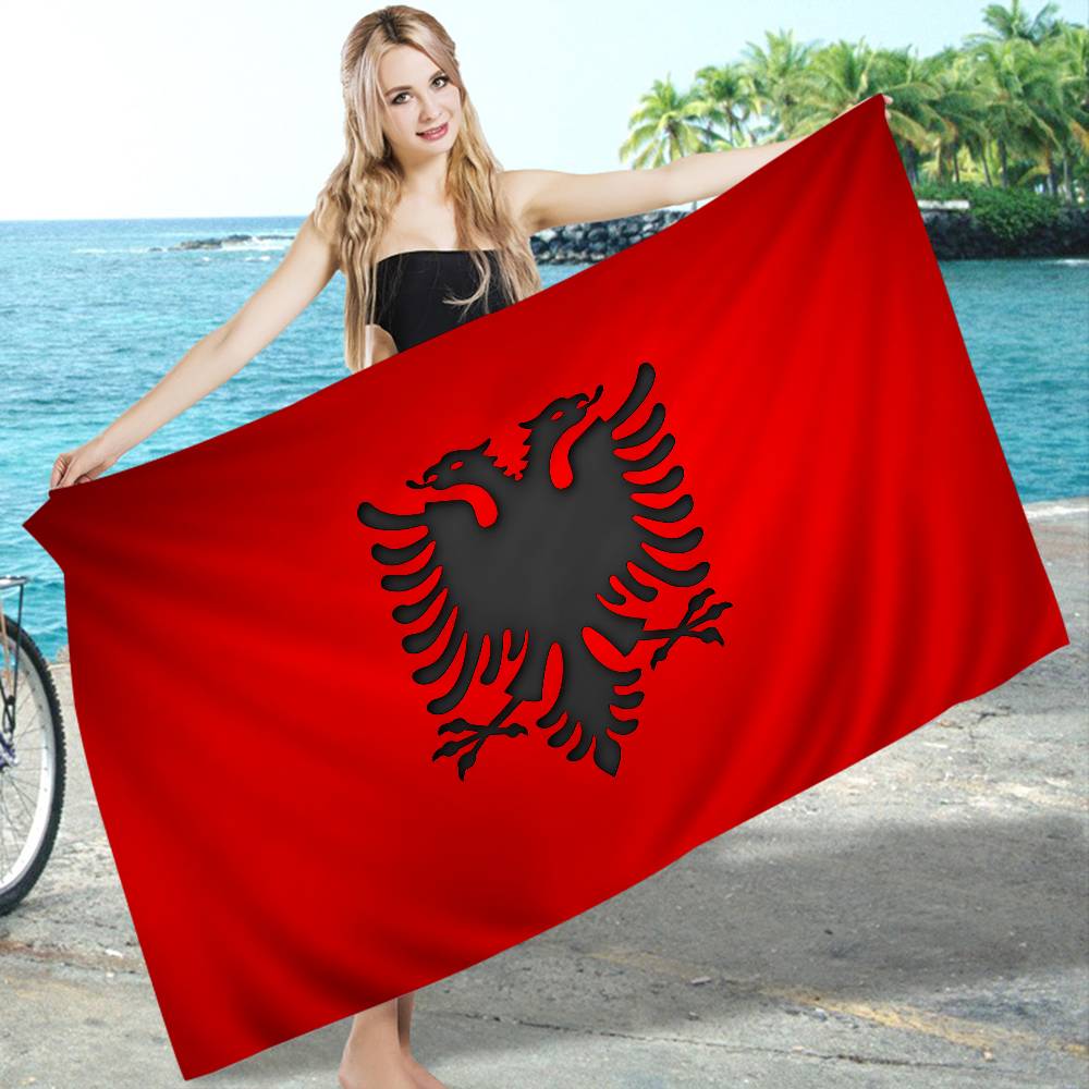 A-Albanien Flagga Mikrofiber Strandhandduk Absorberande Snabbtorkande Mjuk Yoga Simning Resort Bergsklättring Handduk