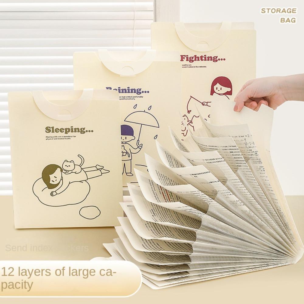 PP Document Storage Pouch Large Capacity Data Storage Bag Vertical Folder  School Office Supplies