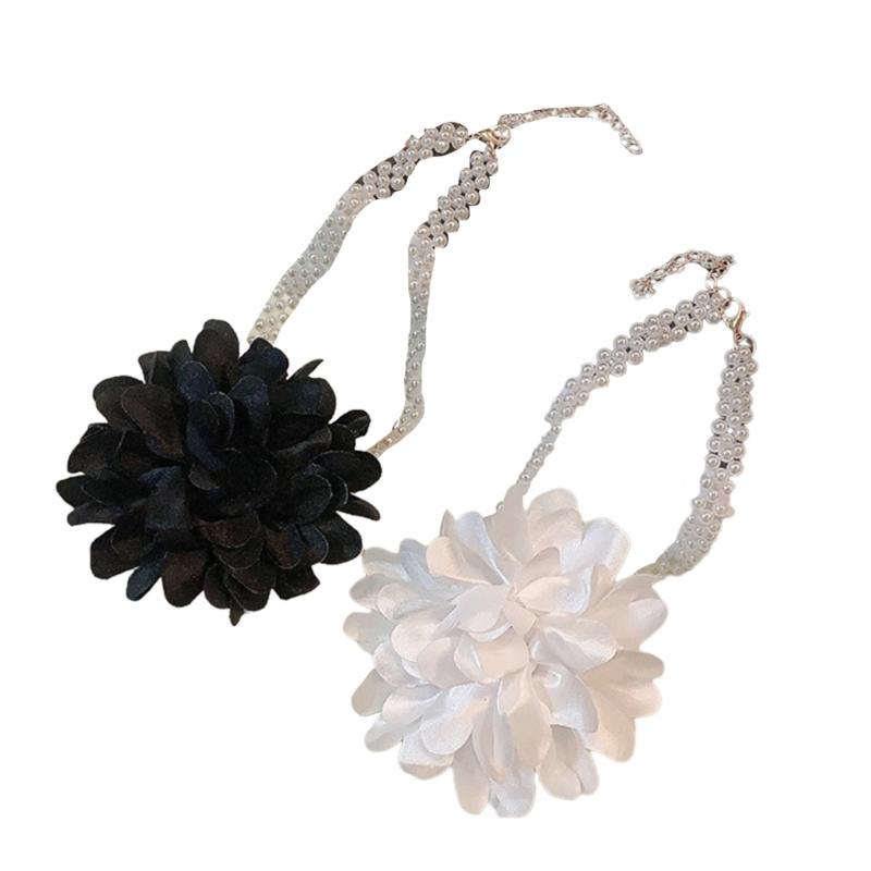 Stylish Double Layer Necklace Floral Choker Imitation Pearls Choker Vintage Neck Jewelry Elegant Flower Choker for Women