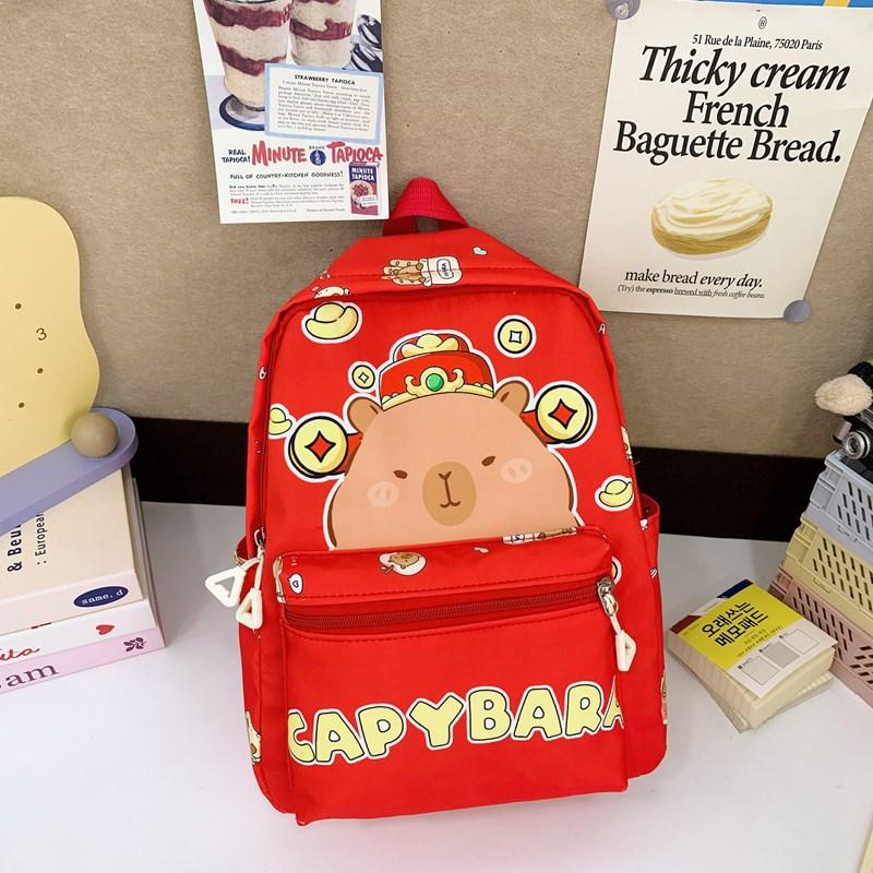 

Kindergarten School Bag Cute Kapibara Print Boys And Girls Backpack Children S Backpack красный