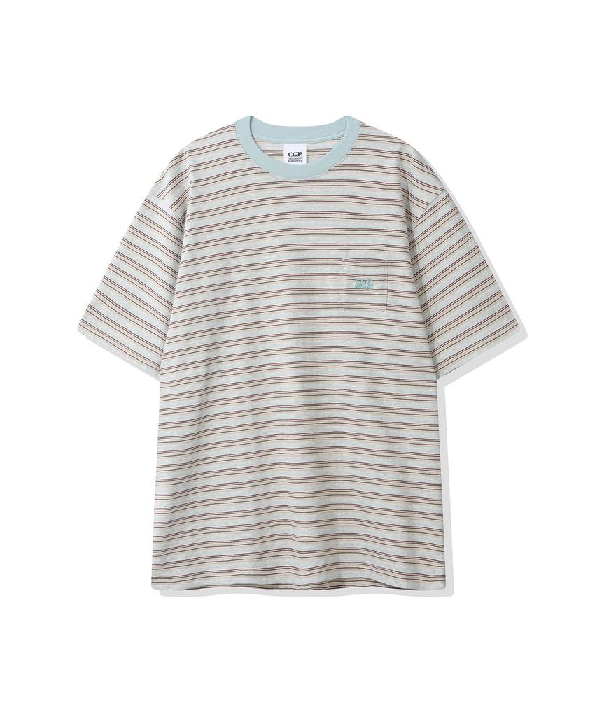 CGP Pinstripe Mini Pocket Short Sleeve T-Shirt - Melange Gray