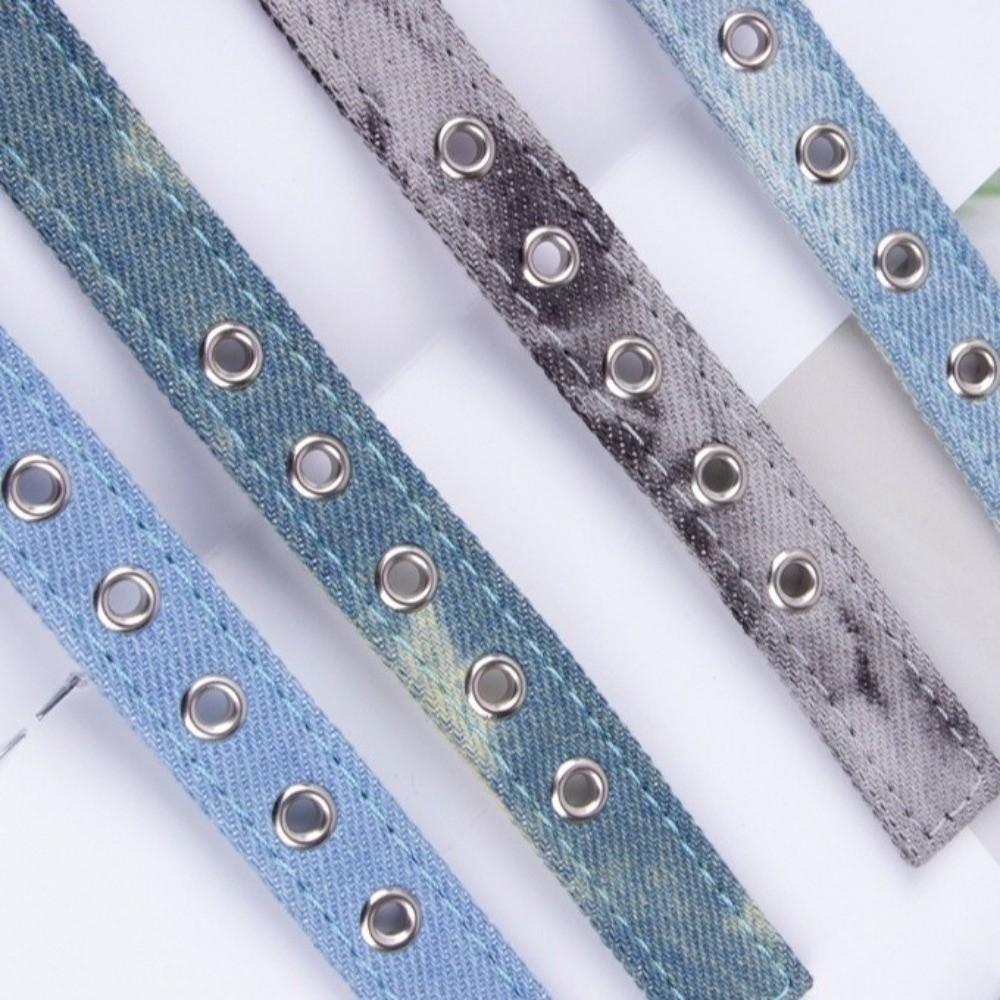 Metal Buckle Denim Dog Collar with Bell Soft Leather Puppy Jean Collar Adjustable Quick Release Puppy Neck Strap For Dogs Cats