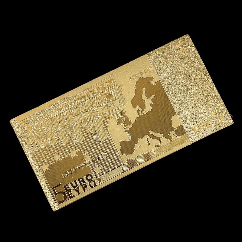 Złote banknoty z folii 24K Pełny 7 sztukowy zestaw euro Kolekcja banknotów Dekoracja Pamiątka Prezent Wodoodporne Kreatywne Euro