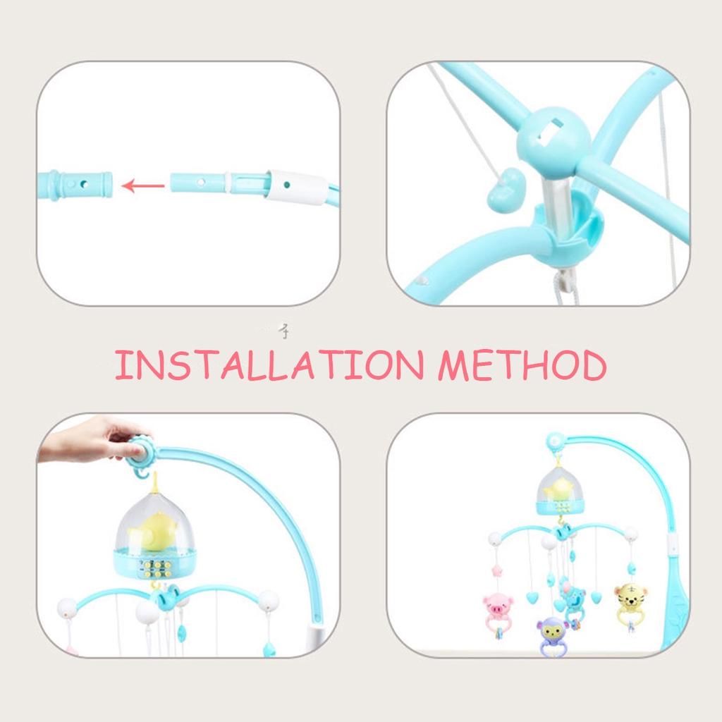 Baby Rattles Crib Mobiles Toy Holder Rotating Mobile Bed Bell Musical Box Projection 0-12 Months