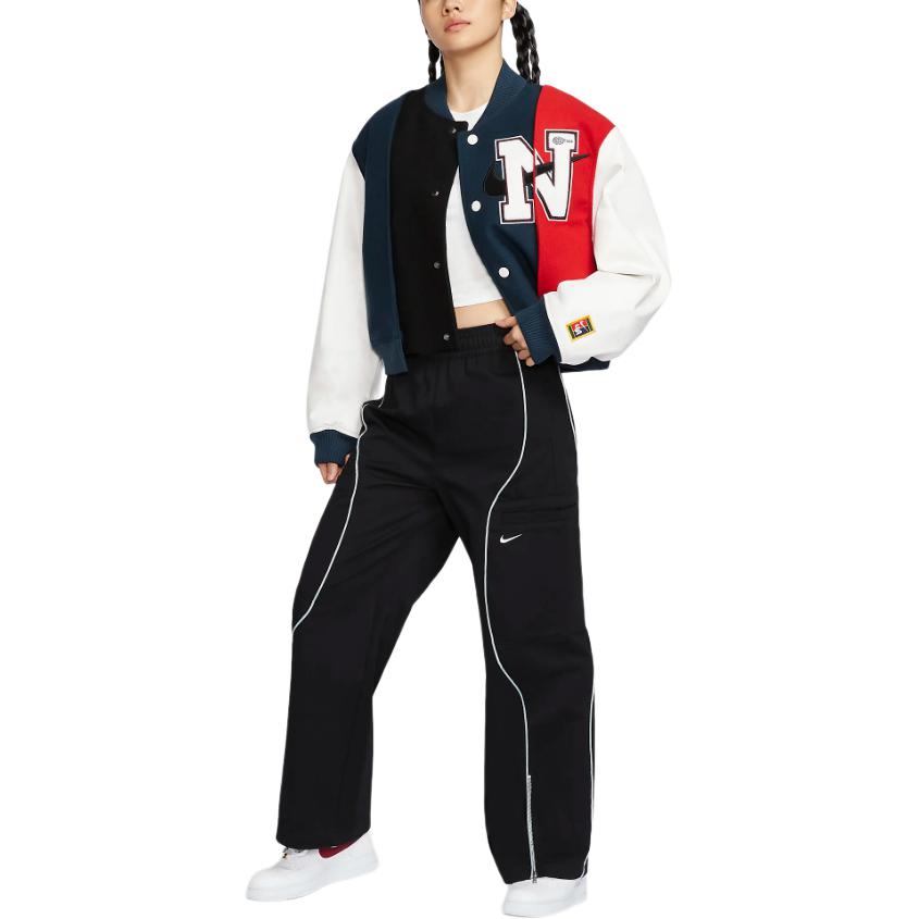 New Nike X Yoon Oversized Varsity Jacket 'Black/Armory Navy/Phantom/White' FZ0281-010
