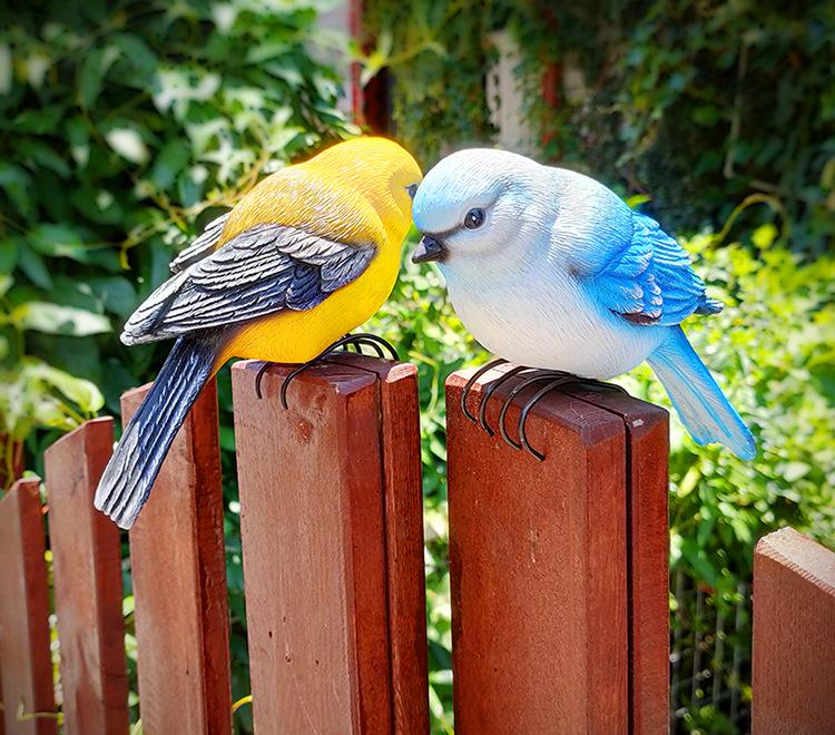 Hummingbird and Tit Bird Resin Garden Ornament for Outdoor Decoration