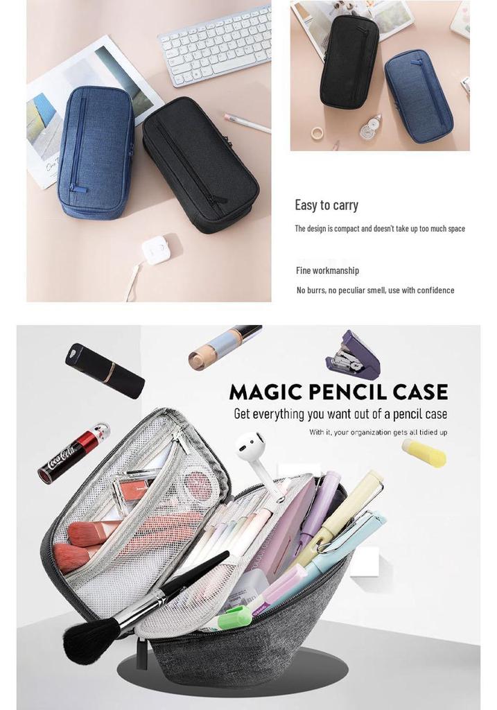 Double-Layer Oxford Cloth Pencil Case for Primary School Students, Large Capacity, Stylish Design