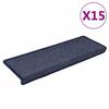 VidaXL Tapis d'escalier 15 pièces 65 x 21 x 4 cm Gris foncé et bleu Bord rectangulaire 326195