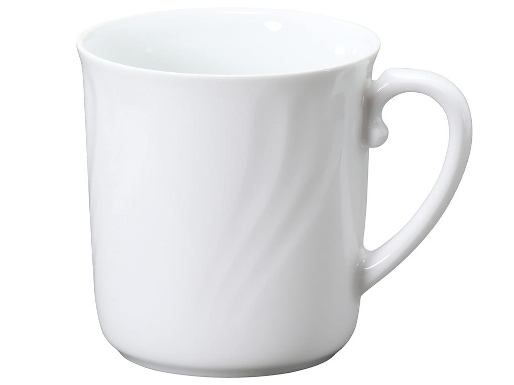 Okura Art Pottery Janet White Mugs (Pair), Coffee/Tea, Approx. 310cc, Microwave and Dishwasher Safe, Made In Japan, 126CR/1000-I