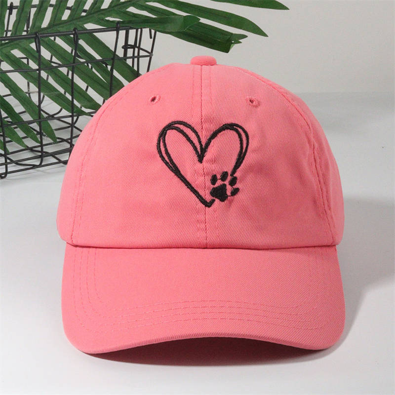 Casual Soft Top Sunshade Baseball Caps Cute Love Paw Print Wide Brim All-Match