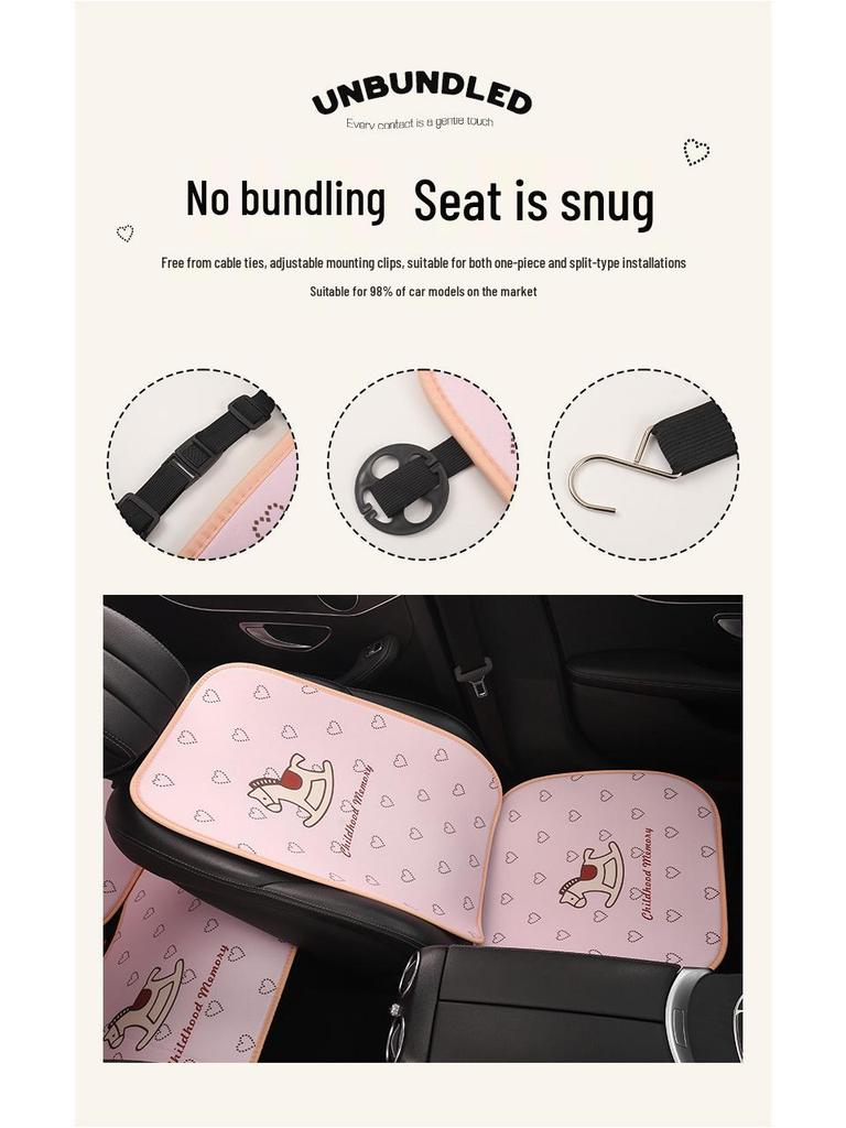 Cute Horse Cartoon Car Seat Cushion for Volkswagen Golf, T-Cross, T-Roc, Tayron, Bora - All Seasons