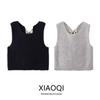 Fashion Style 2024 Autumn New Arrival Women's Stylish Round Neck Bowknot Decoration Sleeveless Versatile Sweater Vest Top