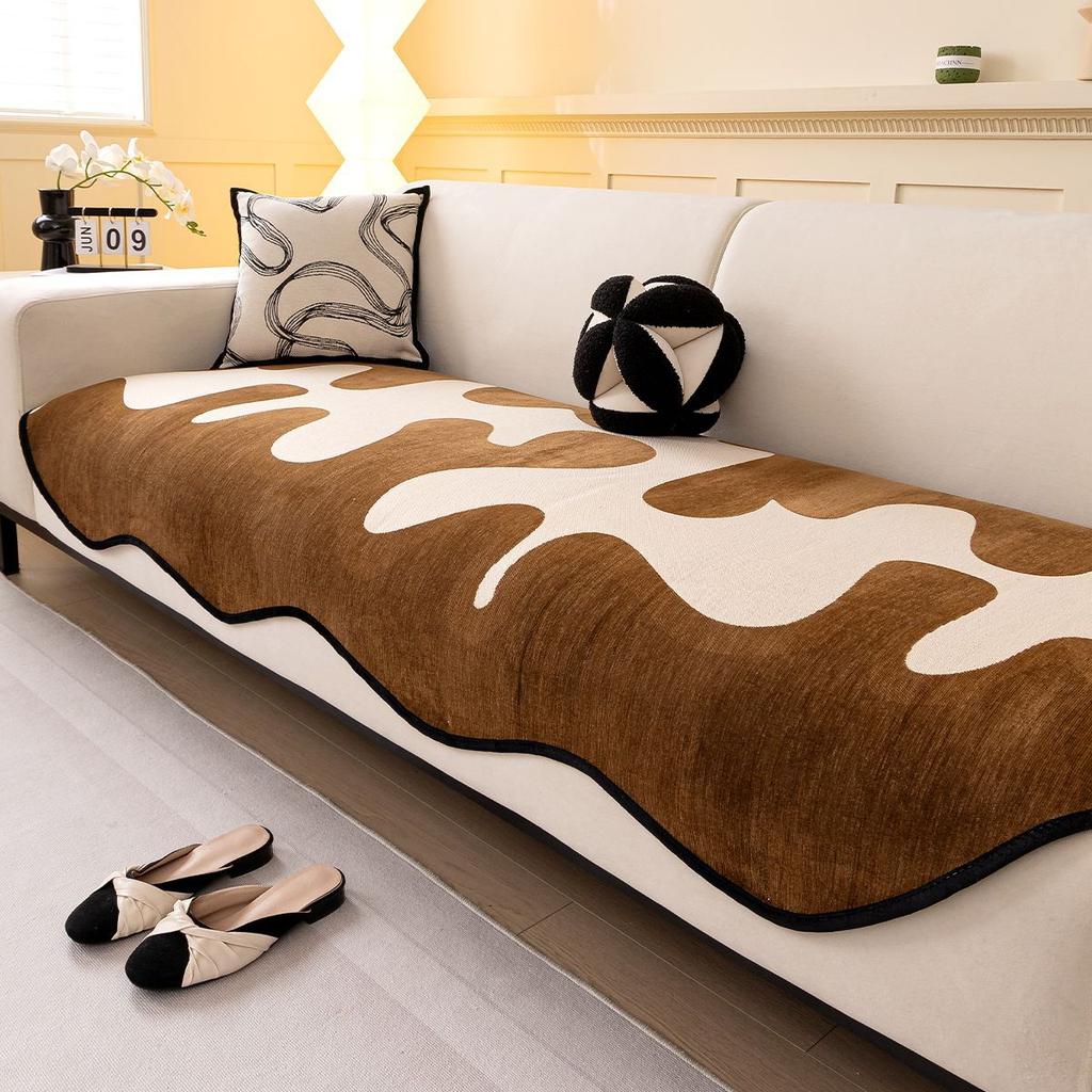 Nordic Special-Shaped Sofa Cushion Is Universal In All Seasons  New Leather Sofa Seat Cushion Fixed Non-Slip Sofa Cover Cloth Towel