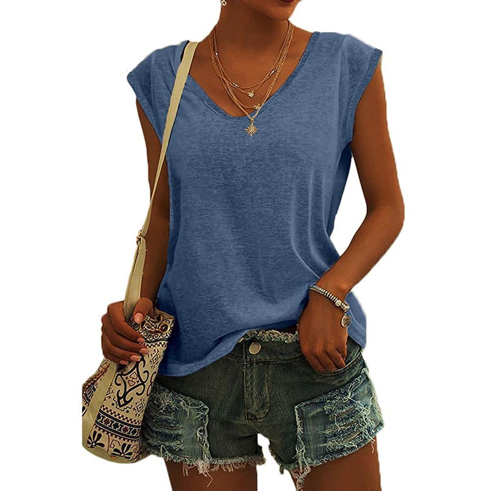 Women's Sleeveless T-Shirt Casual Loose Fit Tank Tops Basic Tank Tops Fashion Beach Ladies Summer Tops Cap Short Sleeve Tees
