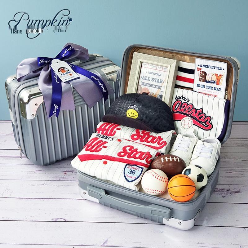 Baby Sports Gift Box: Pure Cotton Spring/Summer Clothing Set for Boys (0-1 Year), Suitcase Packed