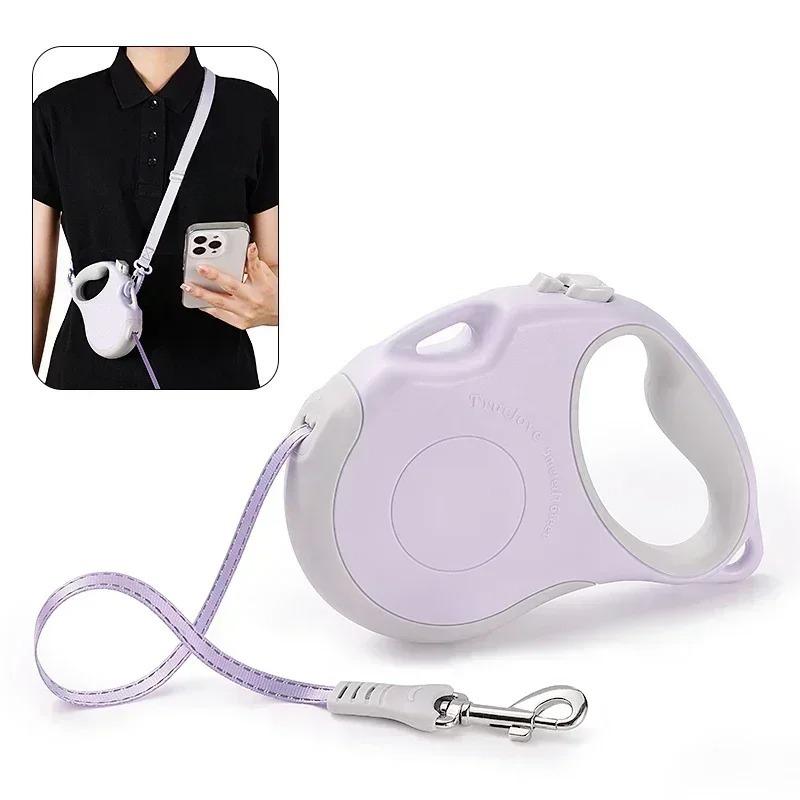 Tangle Free Retractable Dog Leash 16ft Strong Nylon Tape One-Hand Brake Pause Lock for Dogs Cats Pet Lead TLL5001 (as the picture,S)