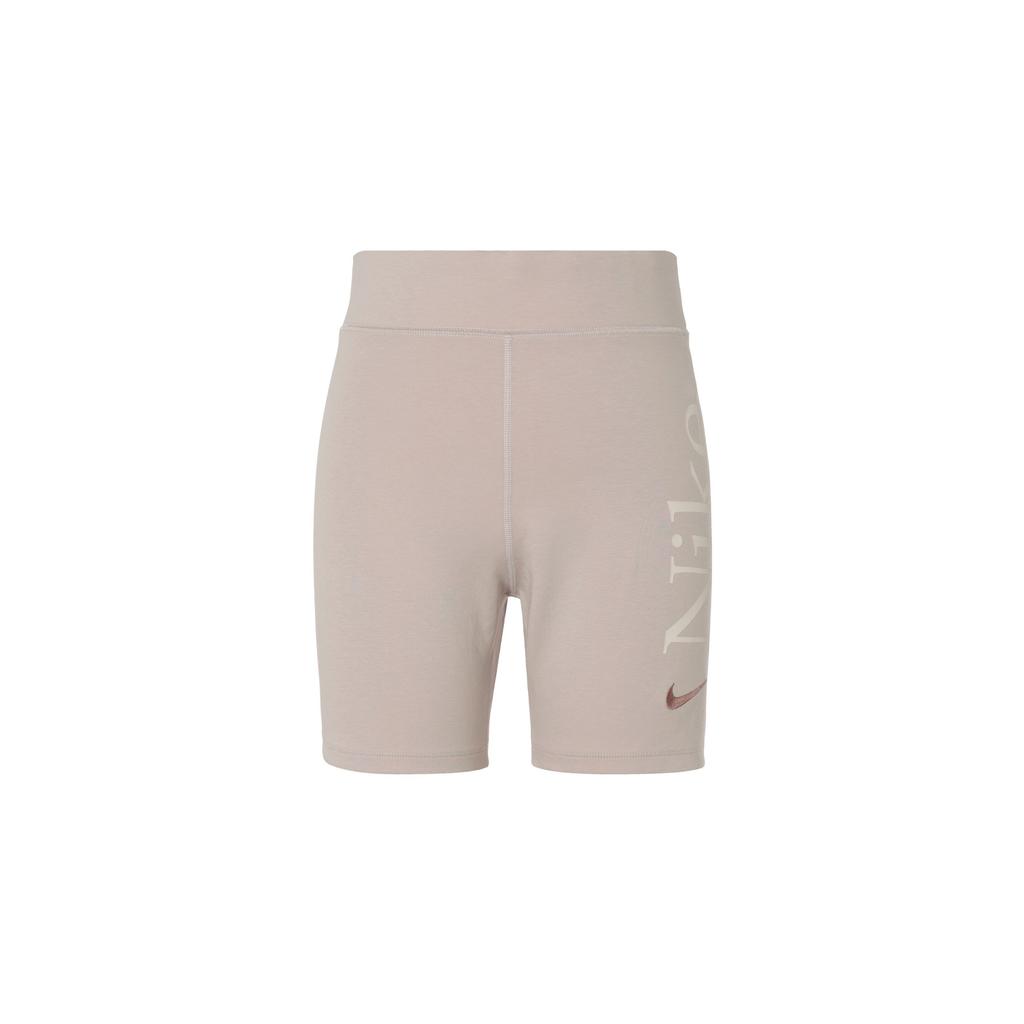 Nike Sportswear Classic Logo Print Slim High-Waisted Casual Shorts Women Shorts Gray Purple FN3638-019