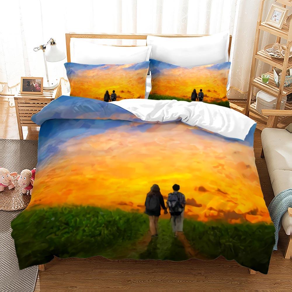Couple Theme Duvet Cover Set Valentine's Day Present For Couple Wife Polyester Bedding Set King Queen Full Size Comforter Cover