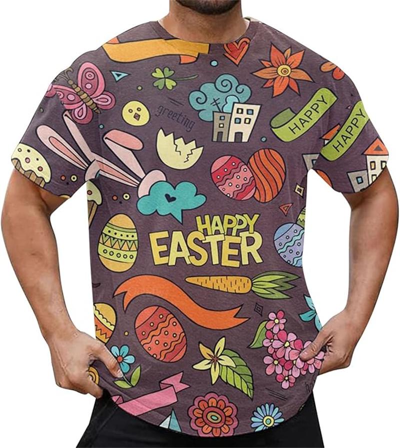 Men's Easter Tshirt Tops 3D Print Easter Eggs Jesus T Shirt For Men New In Round Neck Short Sleeve Tee Shirts Summer Kids Tops