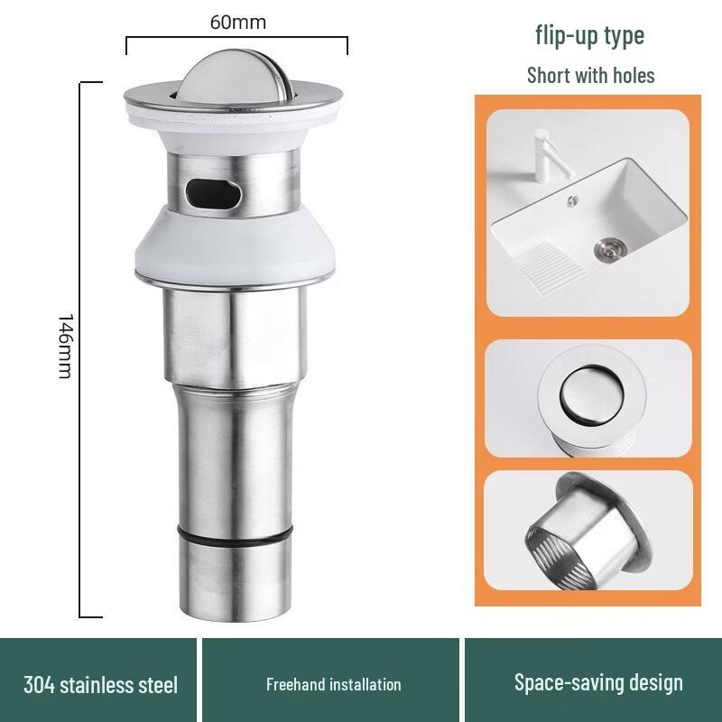 Stainless Steel Washbasin Pop-up Drainer