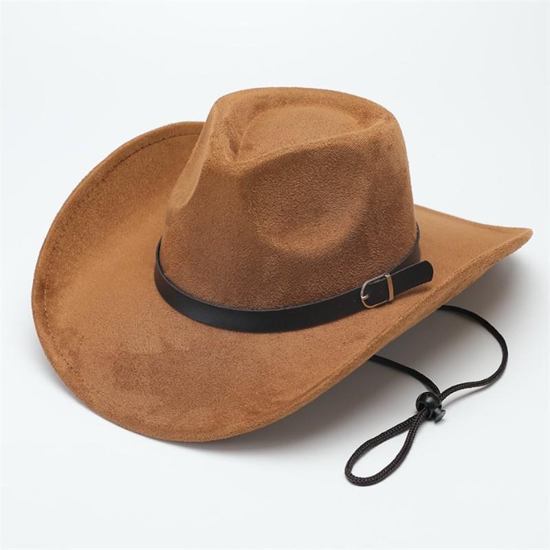 Western Cowboy Hat Jazz Hat Panama Hat Sun Hat Felt Wide Brim Fedora Decorative Rolled Hat