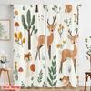 2pcs,2D Plane Printing Popular Curtains Cute Woodland Animals Forest Seamless (2) Versatile Fabric (without Rod) Decorations