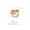 Eetit Stainless Steel Fashion Charm Flower Ring for Women Personality Statement Finger Gold Color Waterproof Jewelry Accessories