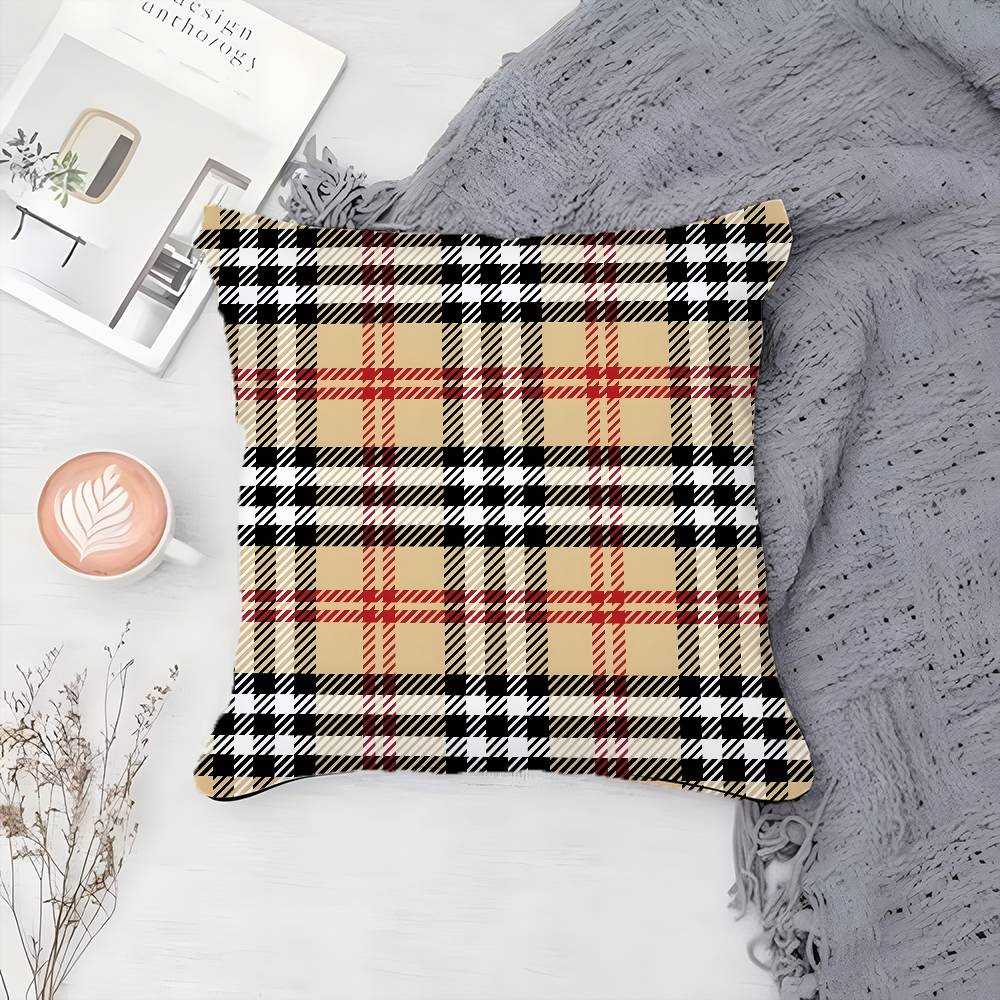 Elegant and Simple Home Plaid Pattern Pillow Case Printing Pillowcase Living Room Sofa Cushion Cover Bedroom Room Decor