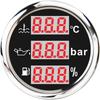 3 In 1 Multi-function Car Boat Fuel Level Gauge Water Temperature Gauge Oil Pressure Voltage with Alarm& Backlight Indicator