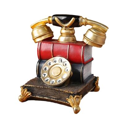 Classical Rotary Dials Phone Ornament Vintage Simulated Landline Telephone Model Home Decoration for Coffee Shop Gift