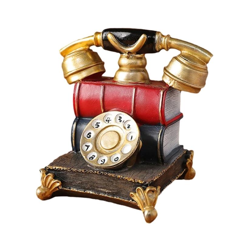 

Classical Rotary Dials Phone Ornament Vintage Simulated Landline Telephone Model Home Decoration for Coffee Shop Gift 1