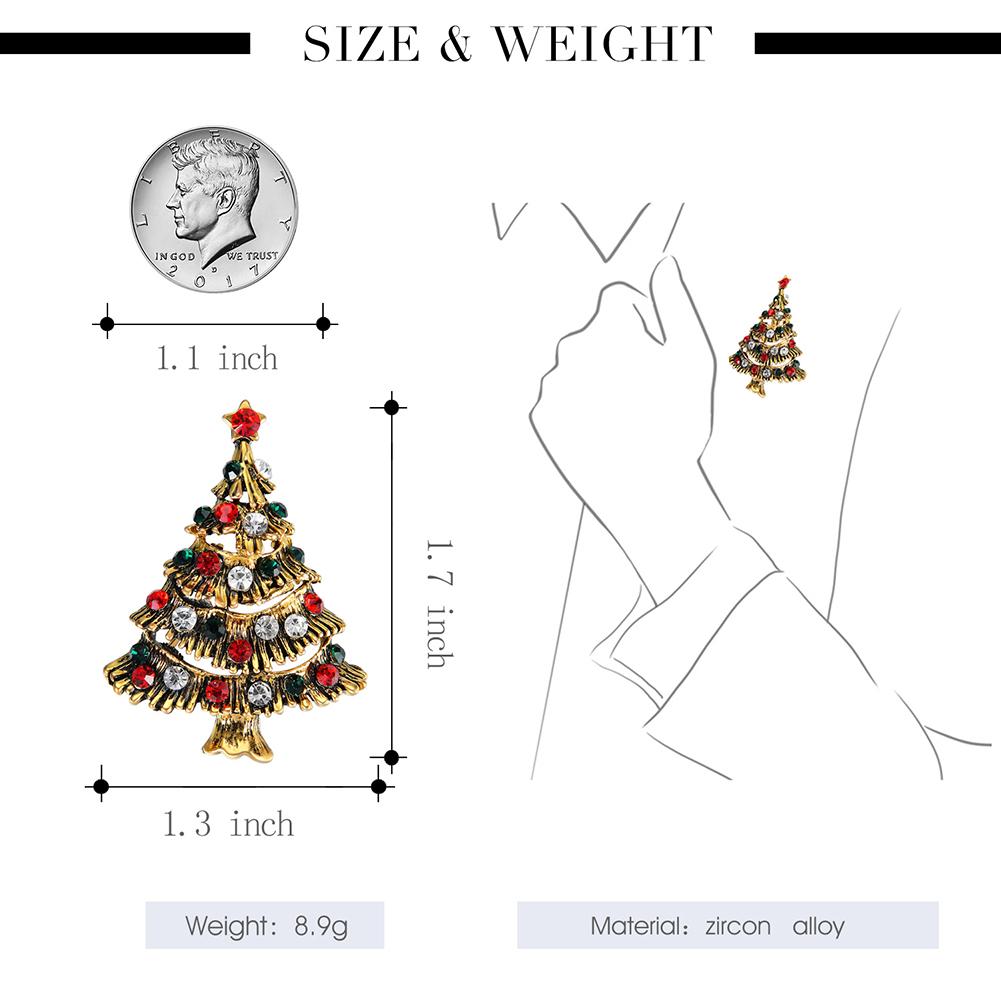 Fashionable Unique Christmas Tree Rhinestone Studded Breastpin Cartoon Ornament Brooches Christmas Gifts for Women Girls