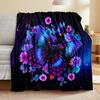 Purple Starry Sky Butterfly Flower Plush Bed Throwing Cartoon Picnic Thin Blankets Modern Flannel Blanket