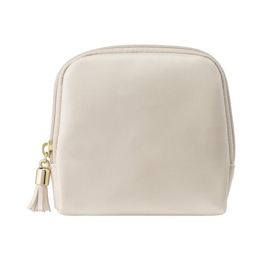 

Cosmetic Bag Multipurpose PU Leather Makeup Pouch Compact Travel Organizer for Handbag Luggage Bathroom Bedroom бежевый