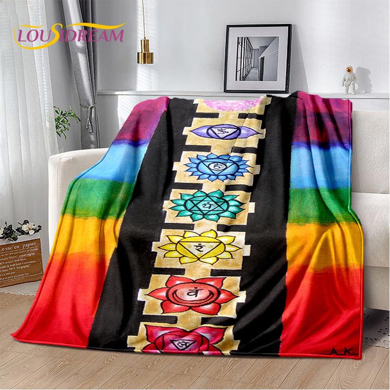 Rainbow 7 Chakra Mandala Bohemia Soft Plush Blanket,Flannel Blanket Throw Blanket for Living Room Bedroom Bed Sofa Picnic Cover