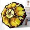 1pc Automatic Open/Close Umbrella with Stained Floral Design - Portable Folding Umbrella, 8-Rib Durable Construction, Vibrant