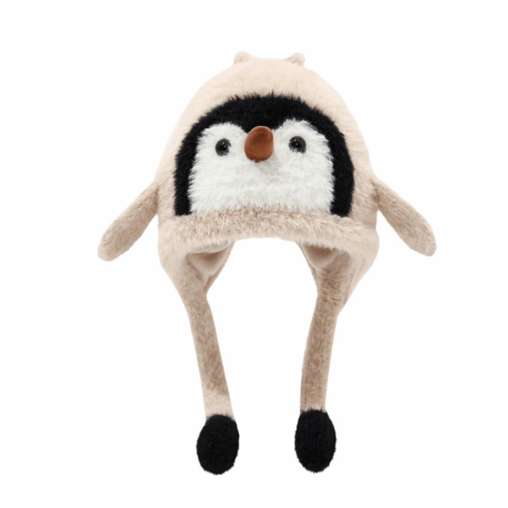 

Cute Cartoon Penguin Balaclava Hat Windproof Plush Penguin Hat Outdoor Activities бежевый