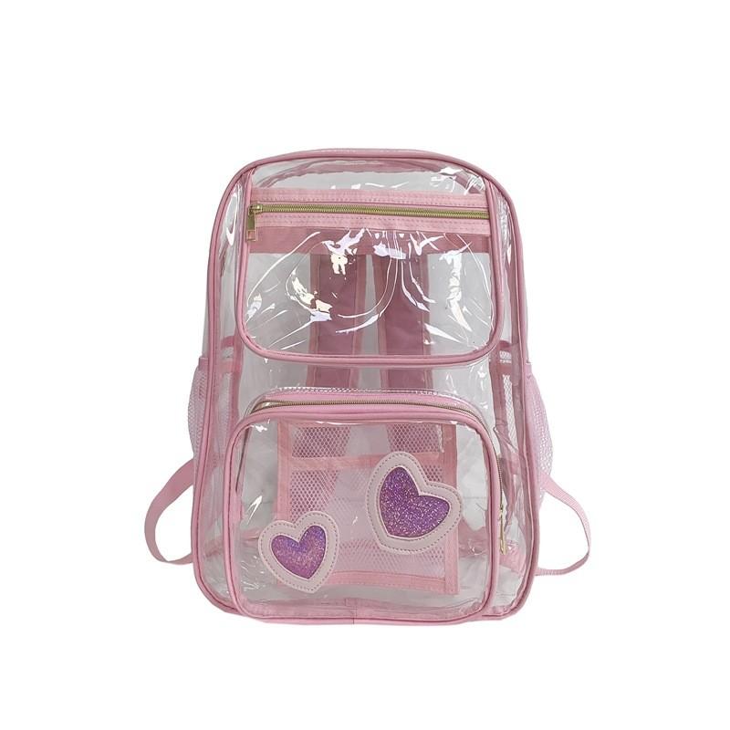 Zaino Trasparente in PVC per Studenti con Design Impermeabile per Viaggi Casual e Laptop da 15 pollici