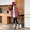 Retro Plaid Style Women's Coat with Hood Casual Mid-length Women's Top Thin Women's Spring Coat